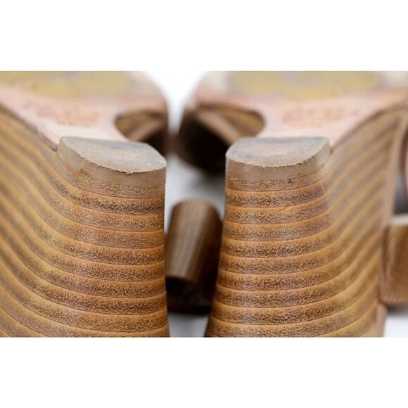 AGL BEIGE GENUINE PATENT LEATHER OPEN TOE MIDDLE HEEL WEDGE SHOES SIZE 36 1/2 - Picture 10 of 10